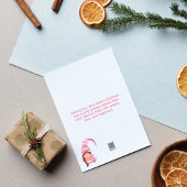 Roze Kerstmis Meisje Gnome Met Vlecht Haar Jolly Feestdagenkaart