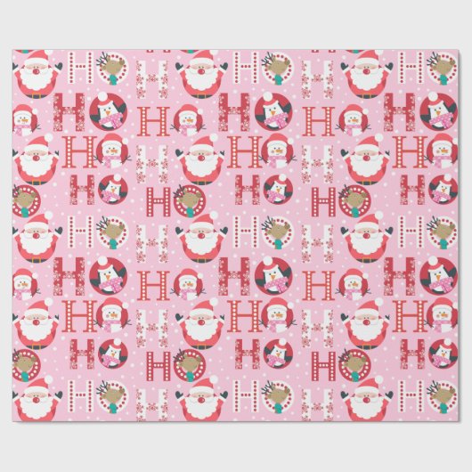 Roze kerstmis met de Kerstmis en de roze kerstmis Cadeaupapier (Vlak)