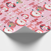 Roze kerstmis met de Kerstmis en de roze kerstmis Cadeaupapier (Hoek)