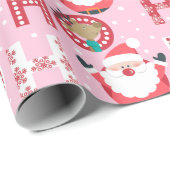 Roze kerstmis met de Kerstmis en de roze kerstmis Cadeaupapier (Rol Hoek)