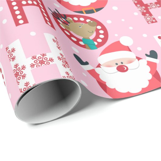 Roze kerstmis met de Kerstmis en de roze kerstmis Cadeaupapier (Rol Hoek)