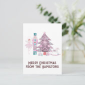 Roze kerstmis met de Nutnesskraker Briefkaart (Staand voorkant)