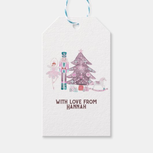 Roze kerstmis met de Nutnesskraker Cadeaulabel (Voorkant)