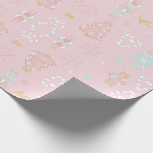 Roze kerstmis met de Nutnesskraker Cadeaupapier (Hoek)