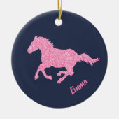 Roze kerstmis met kleine meisjes van Glitter Horse Keramisch Ornament (Voorkant)