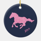 Roze kerstmis met kleine meisjes van Glitter Horse Keramisch Ornament (Achterkant)