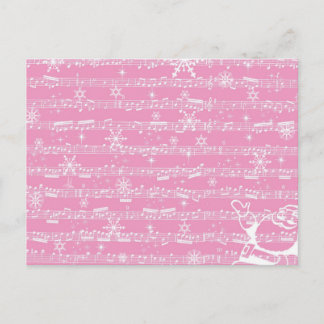 Roze Kerstmis Muziekblad Feestdagenkaart