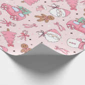 Roze Kerstmis Naadloos Cadeaupapier (Hoek)