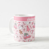 Roze Kerstmis Naadloos personaliseerbaar Koffiemok (Voorkant links)