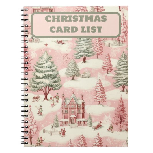 roze Kerstmis Notitieboek (Voorkant)