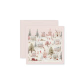  roze Kerstmis Notitiekaartje (Voorkant / Achterkant in situ)