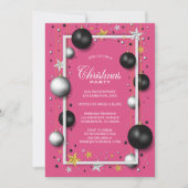 Roze Kerstmis Ornament Kerstfeest Kaart (Voorkant)