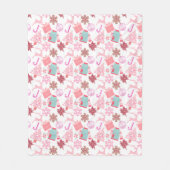 Roze Kerstmis Ornament Patroon 02 Fleece Deken (Voorkant)