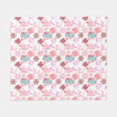 Roze Kerstmis Ornament Patroon 02 Fleece Deken (Voorkant (Horizontaal))