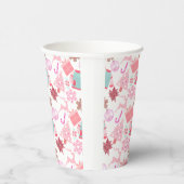 Roze Kerstmis Ornament Patroon 02 Papieren Bekers (Rechts)