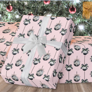 Roze Kerstmis Ornament Patroon Cadeaupapier