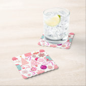 Roze Kerstmis Ornament Patroon Kartonnen Onderzetters (Insitu)