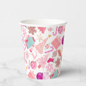 Roze Kerstmis Ornament Patroon Papieren Bekers (Rechts)