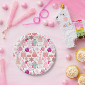 Roze Kerstmis Ornament Patroon Papieren Bordje (Feest)