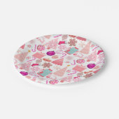 Roze Kerstmis Ornament Patroon Papieren Bordje (Gekanteld)