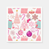 Roze Kerstmis Ornament Patroon Servet (Voorkant)