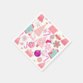 Roze Kerstmis Ornament Patroon Servet (Hoek)
