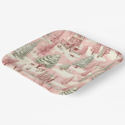  roze Kerstmis Papieren Bordje (Gebogen)