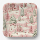  roze Kerstmis Papieren Bordje (Voorkant)