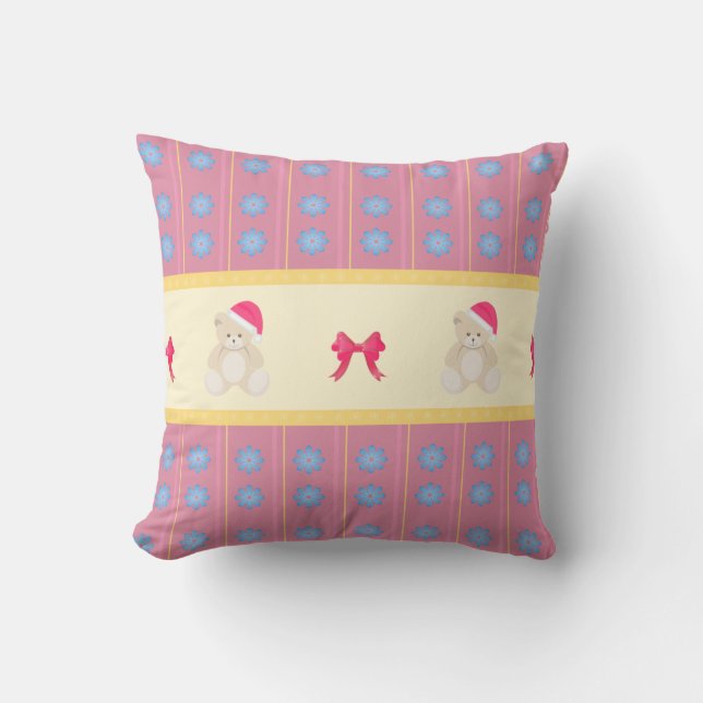 Roze Kerstmis Pillow Kussen (Voorkant)