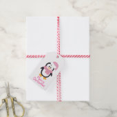 Roze Kerstmis Pinguïn Vrolijk Kerstfeest Cadeaulabel (Met Touw)