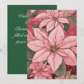 Roze Kerstmis Poinsettia Design Feestdagenkaart (Voorkant / Achterkant)