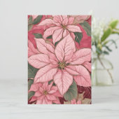 Roze Kerstmis Poinsettia Design Feestdagenkaart (Staand voorkant)