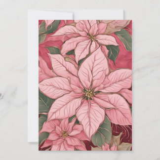 Roze Kerstmis Poinsettia Design Feestdagenkaart