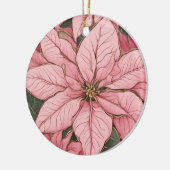 Roze Kerstmis Poinsettia Design Keramisch Ornament (Links)