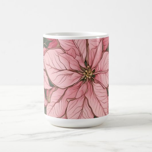 Roze Kerstmis Poinsettia Design Koffiemok (Center)