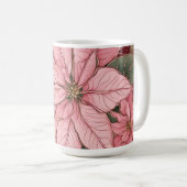 Roze Kerstmis Poinsettia Design Koffiemok (Voorkant rechts)