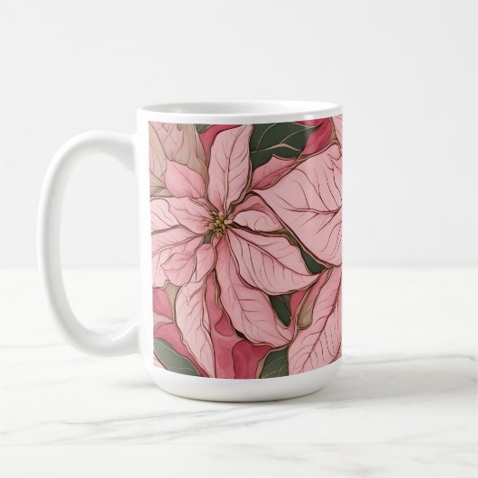 Roze Kerstmis Poinsettia Design Koffiemok (Links)