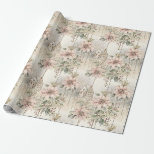 Roze Kerstmis Poinsettia Dromen Cadeaupapier