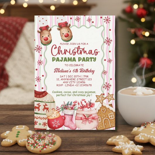 Roze Kerstmis Pyjama Verjaardag Kaart