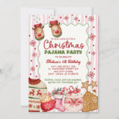 Roze Kerstmis Pyjama Verjaardag Kaart (Voorkant)