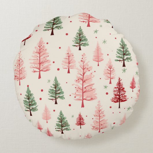  roze Kerstmis Rond Kussen (Achterkant)