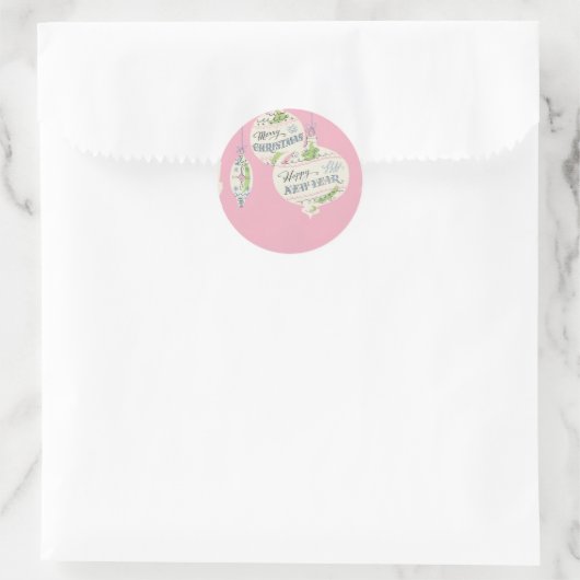  roze Kerstmis Ronde Sticker (Tas)