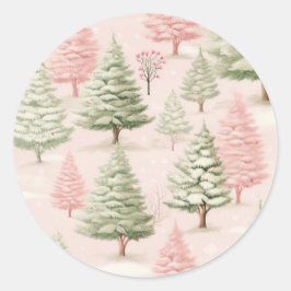 Roze Kerstmis Ronde Sticker
