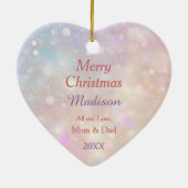 Roze Kerstmis Rose Boeket Wit Paard Kinderen Keramisch Ornament (Achterkant)