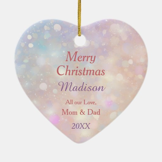 Roze Kerstmis Rose Boeket Wit Paard Kinderen Keramisch Ornament (Achterkant)