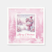 Roze Kerstmis servetten Winter Bos Kinderen (Voorkant)