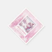 Roze Kerstmis servetten Winter Bos Kinderen (Hoek)