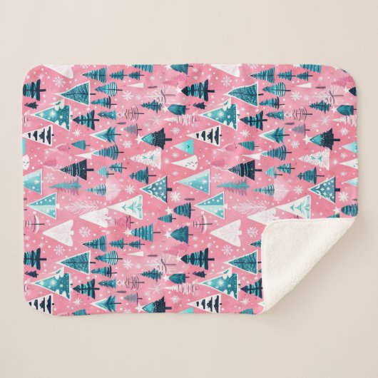 Roze kerstmis sherpa deken (Voorkant (horizontaal))