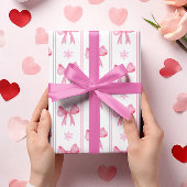 Roze Kerstmis Sneeuwvlok & Bow Coquette Gift Cadeaupapier