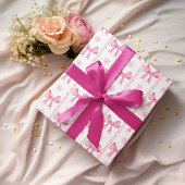Roze Kerstmis Sneeuwvlok & Bow Coquette Gift Cadeaupapier
